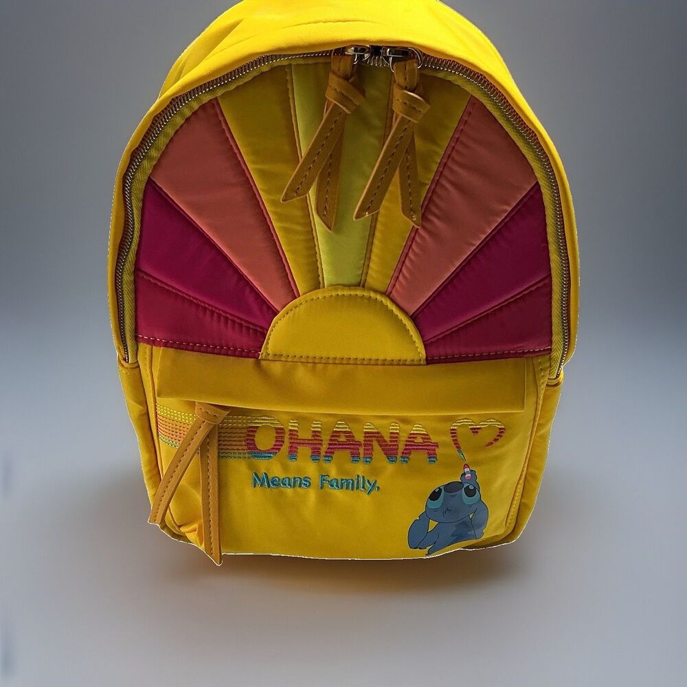 Lilo & Stitch Disney Yellow Zip Backpack Small. Brand New